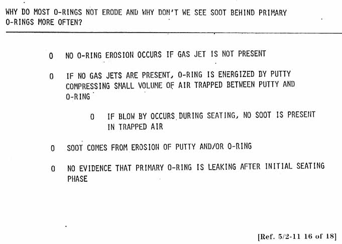 Why do most o-rings not erode and why don't we see soot behind primary o-rings more often?