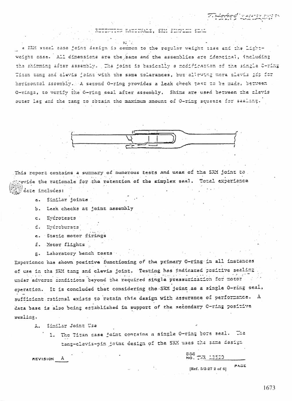 Thiokol's notes on Retention Rationale, SRM Simplex Seal. 1 December 1982. (continued).