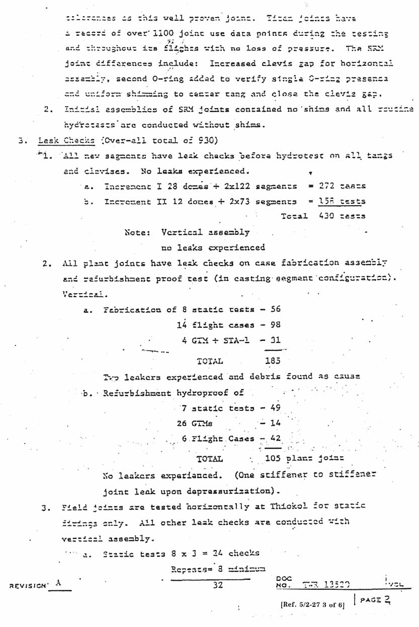 Thiokol's notes on Retention Rationale, SRM Simplex Seal. 1 December 1982. (continued).