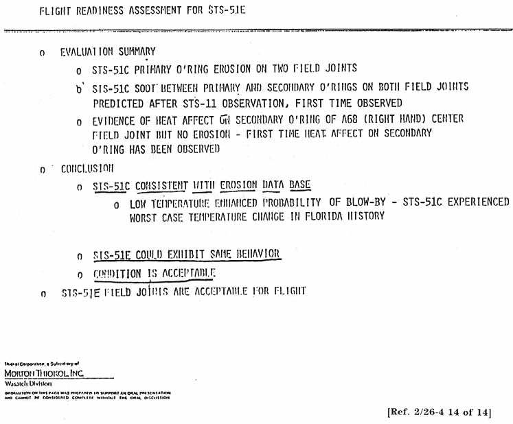 Flight Readiness Assessment for STS-51E.