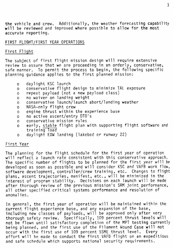 NASA letter.From: Administrator for Space Flight. Subject: Strategy for Safely Returning the Space Shuttle to Flight Status

- continued