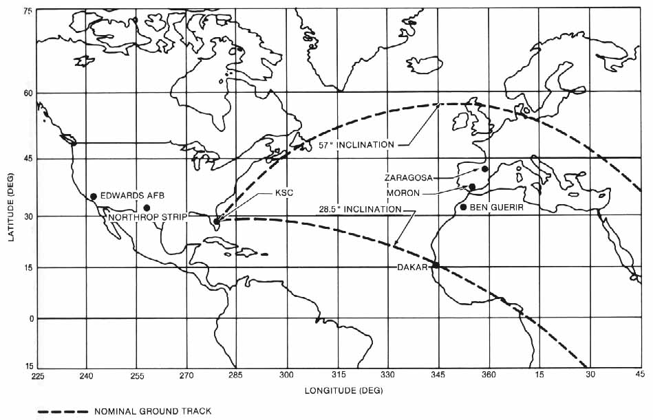 Figure 31. Drawing Map of Orbiter Abort Landing Sites.