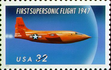 Picture of a U.S. Postal Service stamp of a X-1 aircraft