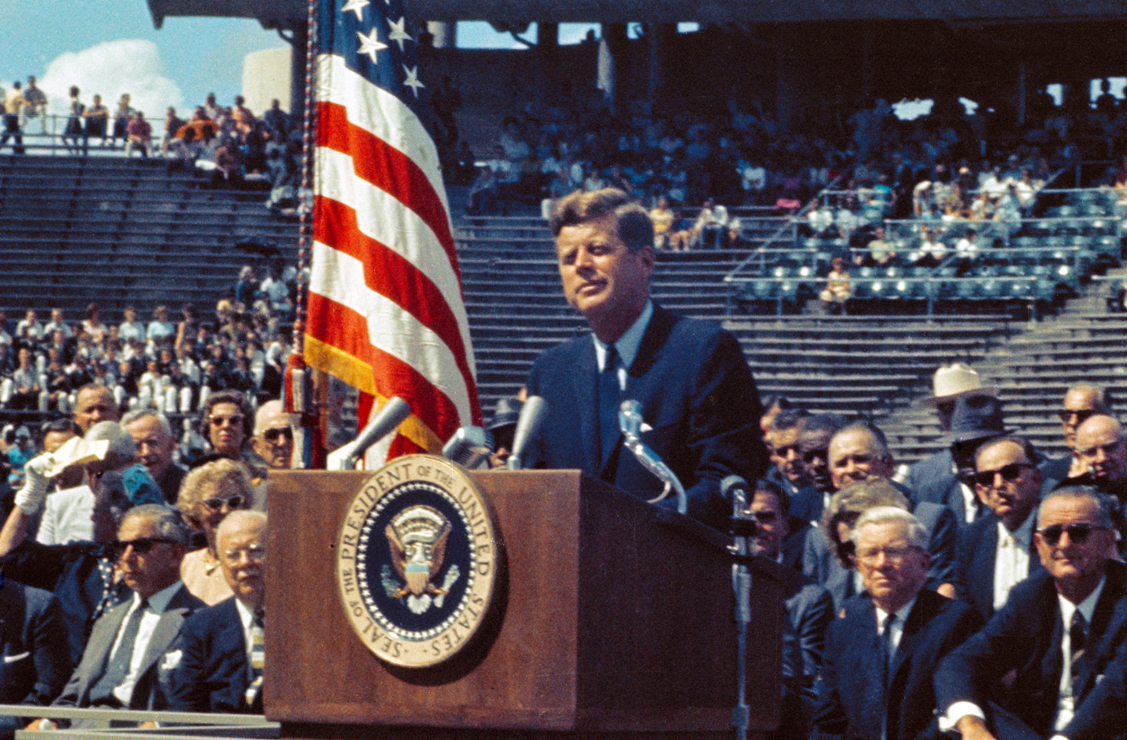 President Kennedy speaking at Rice
