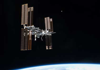 Photo of International Space Station from orbit.