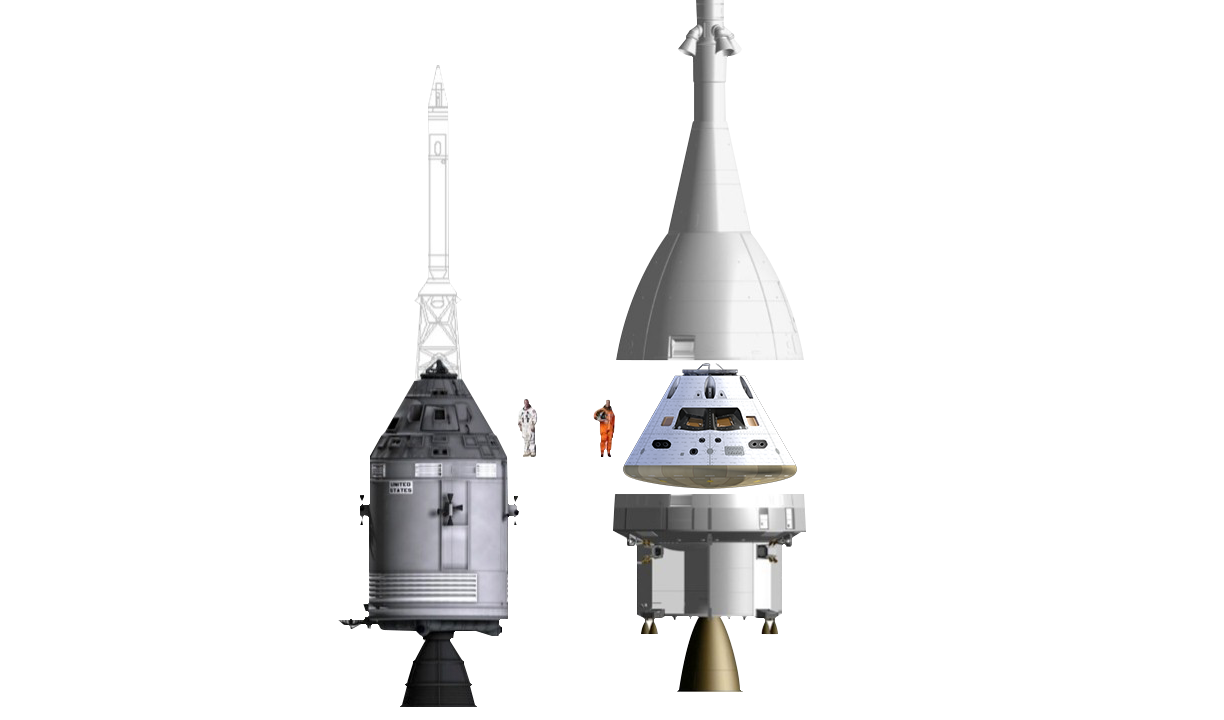 Orion vs. Apollo Comparison Illustration
